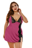 Multicolor Lace Stitching Tie Dye Plus Size Babydoll