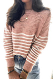 Striped Textured Long Sleeve Knit Sweater