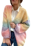 Multicolor Ombre Tie-dye Drop Shoulder Cardigan