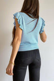 Khaki Cascading Ruffles Knit Tank Top