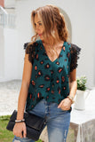 Print Lace Shoulder Tank Top