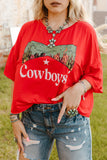 Cowboys Graphic Crew Neck Short Sleeve Tops
