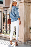 Medium Wash Collared Seamed Denim Shirt