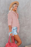 Pink Textured Buttons Pocketed Shirt