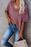V Neck Short Sleeve Knit Tee