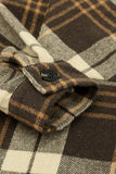 Khaki Grid Print Boyfriend Shirt Coat
