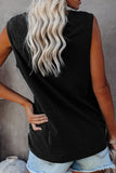 Snap Buttons Scoop Neck Tank with Pocket