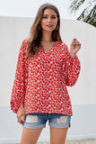 Boho Print Balloon Sleeve Blouse