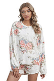 Floral Print White Knit Lounge Set