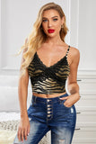 Zebra Print Sexy V Neck Spaghetti Strap Tank Top