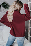 Wine Red Zipped Collar Sweatshirt