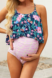 Floral Top Ruched Maternity One-piece Swimsuit