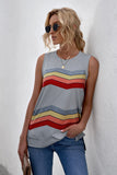 Crew Neck Colorblock Stripes Tank Top