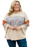 Leopard Color Block Patchwork Plus Size Top