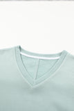 V Neck Drop Shoulder Sweatshirt with Pocket