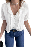 Striped Ruffled Short Sleeve Shirt