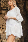Flare Sleeves White Swimsuit Cover Up