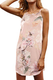 Palm Tree Leaf Print Ivory Sleeveless Dress