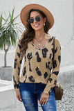Long Sleeves Leopard Print Blouse