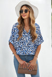 Leopard Print Button Roll up Sleeve Shirt