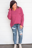 Plus Size Chest Pocket Drop Shoulder Top