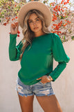 Green Satin Cuffed Sleeve Shirt