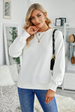 Plain Drop-shoulder Pullover Sweatshirt /Black/Green