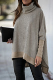 Turtleneck Bat Sleeve Side Slit Tunic Top