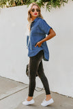 Turn-down Collar Short Sleeve Denim Shirt