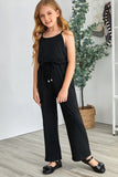 Black Spaghetti Strap Wide Leg Girls Jumpsuit