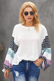 Striped Colorblock Long Sleeve Knit Top
