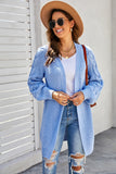 Open Front Cable Sleeve Long Cardigan
