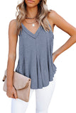 Solid V Neck Ruffle Tank