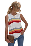 Crew Neck Colorblock Stripes Tank Top