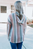 color Striped Drop Shoulder Textured Knit Hoodie