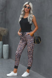 Brown Leopard Cotton Pocketed Joggers