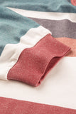 Multicolour V Neck Drawstring Long Sleeve Striped Oversize Sweatshirt