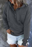 Gray Snap Button Pullover Hoodie with Pocket