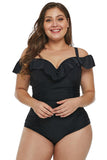Ruched Ruffle Plus Size One Piece Swimsuit