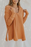 Distressed Seam Trim Waffle Knit Top