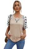 Khaki Leopard Raglan Sleeve Knit Tee