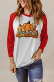 Thankful Pumpkins Print Color Block Graphic Raglan Top