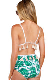 Multicolor Tropical Print Tassel High Waist Bikini
