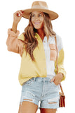 Color Block Textured Long Sleeve Shirt with Pocket