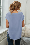 V Neck Lace Patchwork Tee with Knot