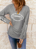 Football Soccer V Neck Long Sleeve T-Shirts