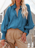 Blue Billowy Sleeves Pocketed Shirt