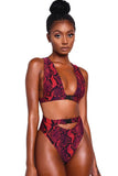 Animal Print Buckled High Waist Bikini