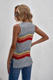 Crew Neck Colorblock Stripes Tank Top