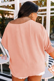 Plus Size Round Neckline Smocked Cuffs Loose Top